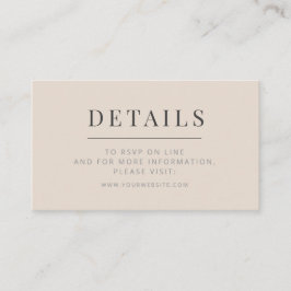 Minimalist Wedding Details Card Soft Latte Informatiekaartje