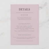 Minimalist Wedding Details Dusky Rose Informatiekaartje (Voorkant)