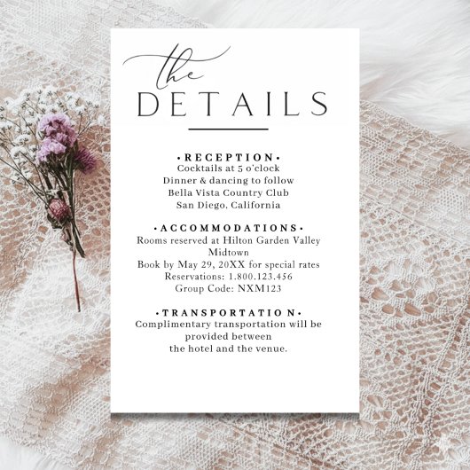 Minimalist Wedding Details Enclosure card Informatiekaartje