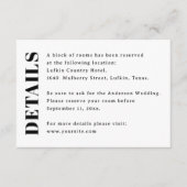Minimalist Wedding Details | Hotel & Accommodation Informatiekaartje (Voorkant)