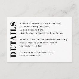 Minimalist Wedding Details | Hotel & Accommodation Informatiekaartje