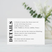 Minimalist Wedding Details | Hotel & Accommodation Informatiekaartje (Staand voorkant)