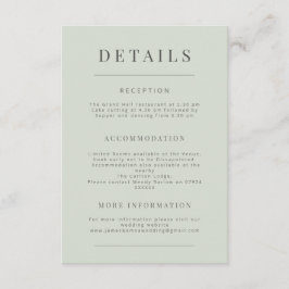 Minimalist Wedding Details Pale Sage Informatiekaartje