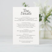 Minimalist Wedding Details Photo White Informatiekaartje (Staand voorkant)
