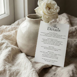 Minimalist Wedding Details Photo White Informatiekaartje