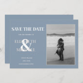 Minimalist Wedding Dusty Blue Photo Save The Date (Voorkant / Achterkant)