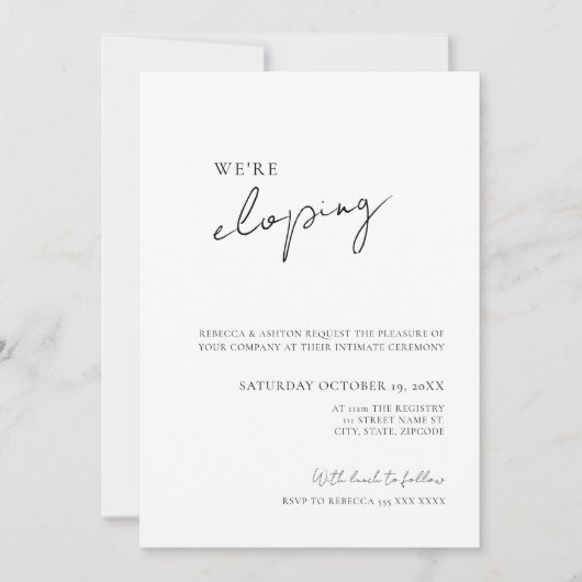 Minimalist Wedding Elopement Invitation Kaart (Voorkant)