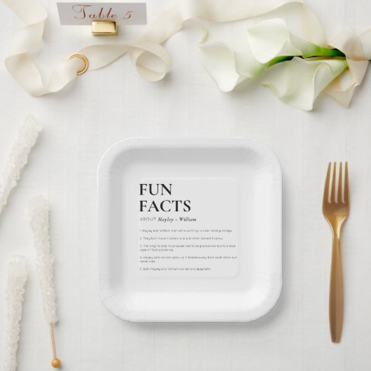 Minimalist Wedding Fun Facts Papieren Bordje (Huwelijk)