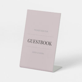 Minimalist Wedding Guest Book Dusky Rose Reclamebord Met Voetstuk
