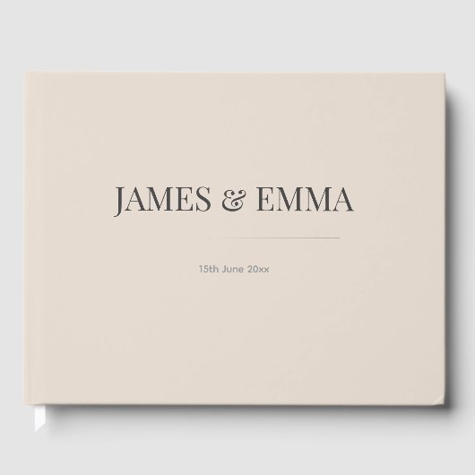 Minimalist Wedding Guest Book Soft Latte Gastenboek (Voorkant)
