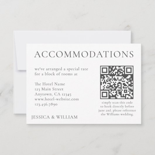 Minimalist Wedding Hotel Accommodation QR Code Kaart (Voorkant)