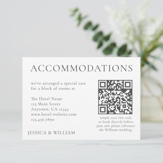 Minimalist Wedding Hotel Accommodation QR Code Kaart (Staand voorkant)