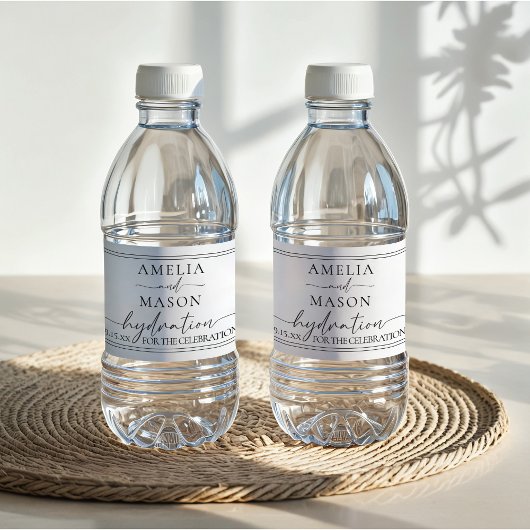 Minimalist Wedding Hydration for the Celebration Waterfles Etiket