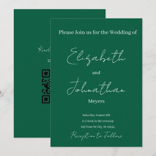 minimalist Wedding Invitation Kaart (Voorkant / Achterkant)