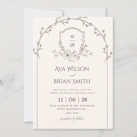 Minimalist Wedding Invitation Kaart (Voorkant)