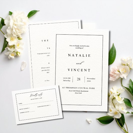 Minimalist Wedding Invitation Neutral Elegant Chic Kaart