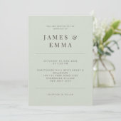 Minimalist Wedding Invitation Pale Sage Kaart (Staand voorkant)