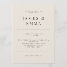 Minimalist Wedding Invitation Soft Beige Kaart