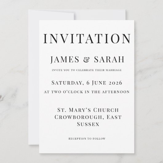 Minimalist Wedding Invitation Template | Elegant Kaart (Voorkant)