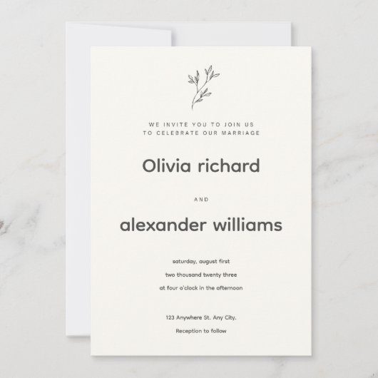Minimalist Wedding Invitation Template Kaart (Voorkant)