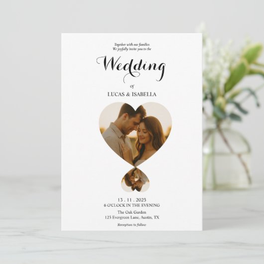 Minimalist Wedding Invitation with Photo Kaart (Staand voorkant)