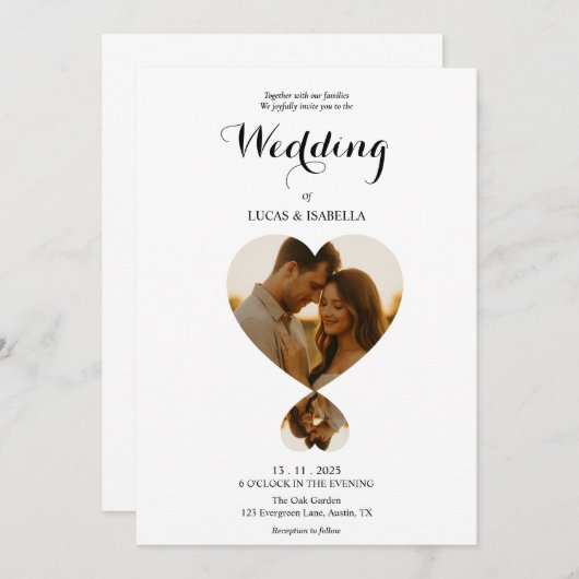 Minimalist Wedding Invitation with Photo Kaart (Voorkant / Achterkant)
