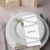 Minimalist Wedding Menu Card with String Lights
