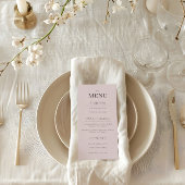 Minimalist Wedding Menu Dusky Rose