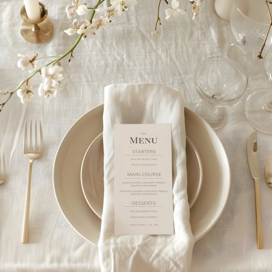 Minimalist Wedding Menu Soft Latte
