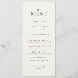Minimalist Wedding Menu | Warm White