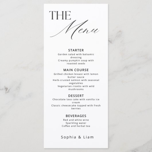 Minimalist Wedding Menu with Modern Calligraphy (Voorkant)