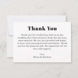 Minimalist Wedding | Modern Neutral Typography Bedankkaart