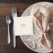Minimalist Wedding Napkin with Names Servet