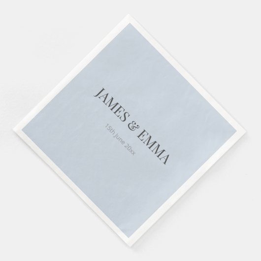 Minimalist Wedding Napkins | Dusky Blue Servet (Hoek)