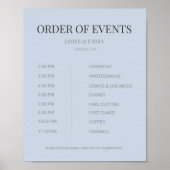 Minimalist Wedding Order of Events Dusky Blue Poster (Voorkant)