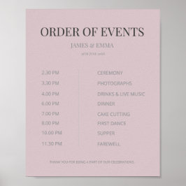 Minimalist Wedding Order of Events Dusky Rose Poster