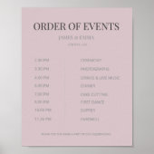 Minimalist Wedding Order of Events Dusky Rose Poster (Voorkant)