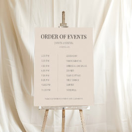 Minimalist Wedding Order of Events Soft Latte Poster