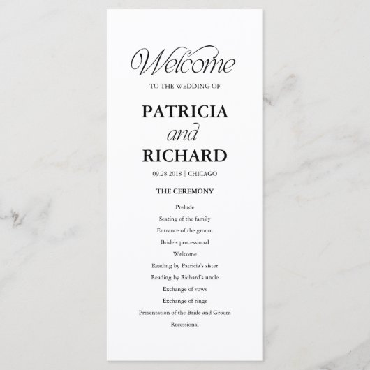 Minimalist Wedding Order of Service Program Programmakaart (Voorkant)