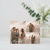 Minimalist Wedding Photo Collage Thank You Card Briefkaart (Staand voorkant)