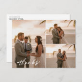 Minimalist Wedding Photo Collage Thank You Card Briefkaart (Voorkant / Achterkant)