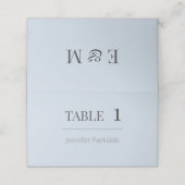 Minimalist Wedding Place Cards | Dusky Blue Plaatskaartje (Buitenkant ongevouwen)