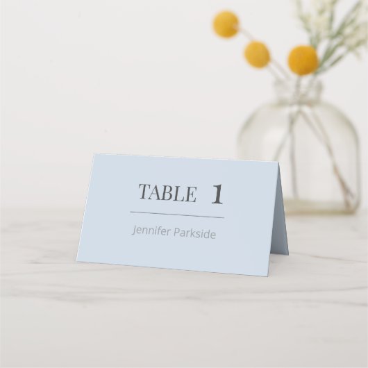 Minimalist Wedding Place Cards | Dusky Blue Plaatskaartje (Voorkant)