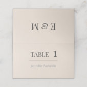 Minimalist Wedding Place Cards Soft Latte Plaatskaartje (Buitenkant ongevouwen)