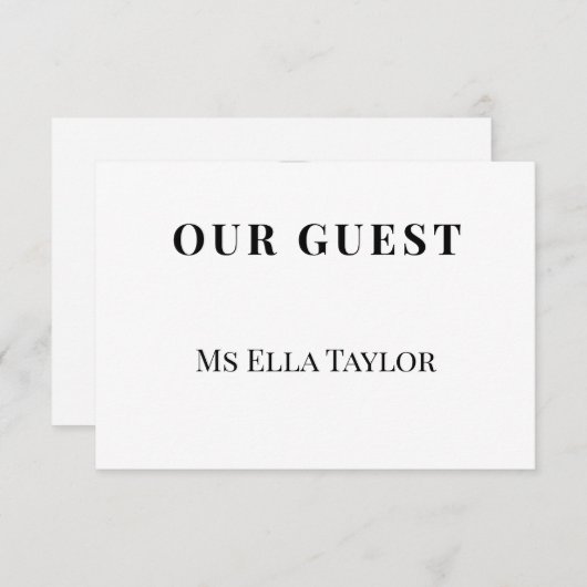 Minimalist Wedding Place Name Card | Table Seating (Voorkant / Achterkant)