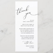Minimalist Wedding Place Setting Thank You Card Programmakaart (Voorkant)