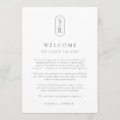 Minimalist Wedding Program Card with Monogram Bedankkaart (Voorkant)