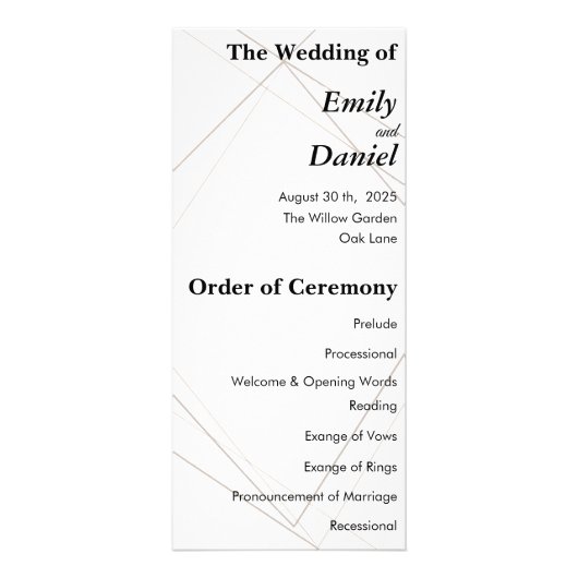 Minimalist Wedding Program – Simple & Elegant Reclamekaart (Voorkant)