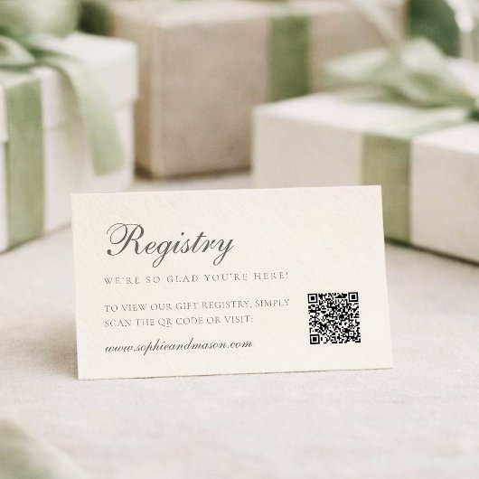 Minimalist Wedding Registry Card with QR Code Informatiekaartje