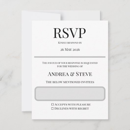 Minimalist Wedding RSVP Card | Editable Template (Voorkant)